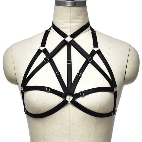 Punk Elastic Bondage Harness Belt Adjust Goth Crop Top Sexy Harness Fetish Lingerie Black Body Cage Harness Bra