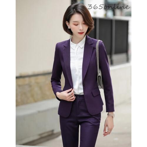 High Quality Fabric Women Business Suits Formal Uniform Designs Pantsuits Autumn Winter Ladies OL Work Wear Professional Blazers