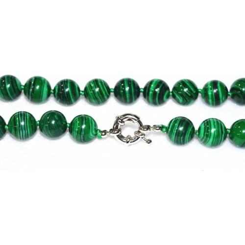Women Gift word Love Free shipping New 10mm Green Gorgouese Malachite Gem Round Beads Necklace 18" WW