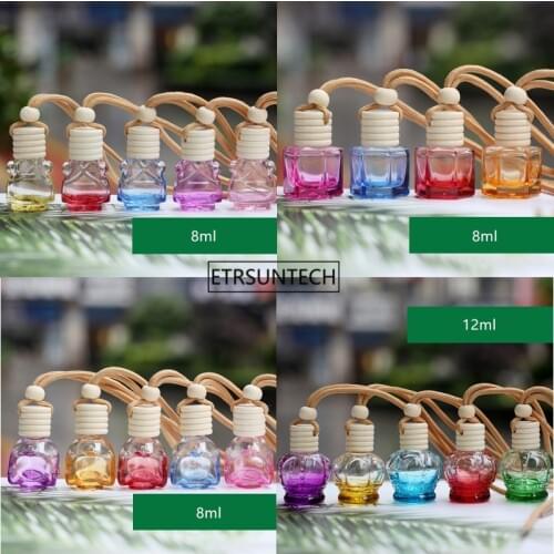 100pcs Car Perfume Empty Bottle Glass Ornaments For Essential Oils Auto Air Freshener Container Aroma Pendant Accessories F3576