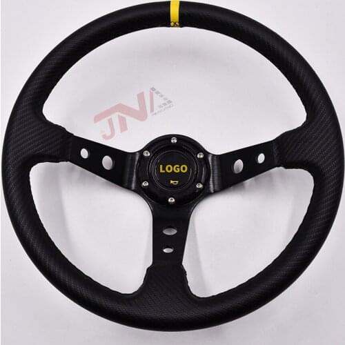 14inch 350mm Deep Dish Drifting Steering Wheel Aluminum Spoke Universal Car PVC Racing Sport Steering Wheel Accessories