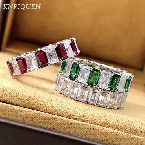 2021 Trend 925 Sterling Silver 3*5mm Lab Diamond Ruby Emerald Gemstone Rings for Women Cocktail Party Wedding Bands Jewelry Gift