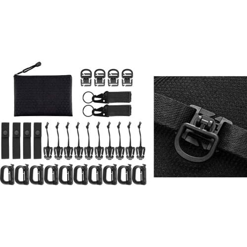 30Pack Molle Attachments Belt Grimloc Locking Gear Clip MOD Strap Web Dominator Elastic Strings