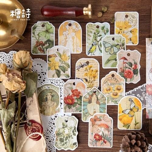 45 pcs/pack Vintage Bird flower tags sticker package DIY diary Bullet Journal decoration sticker album scrapbooking