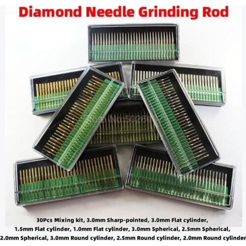 3mm Shank Titanium Plated Diamond Burr Drill Engraving Carving Card Grinding Needle Point Polishing Glass Jade Stone Tool