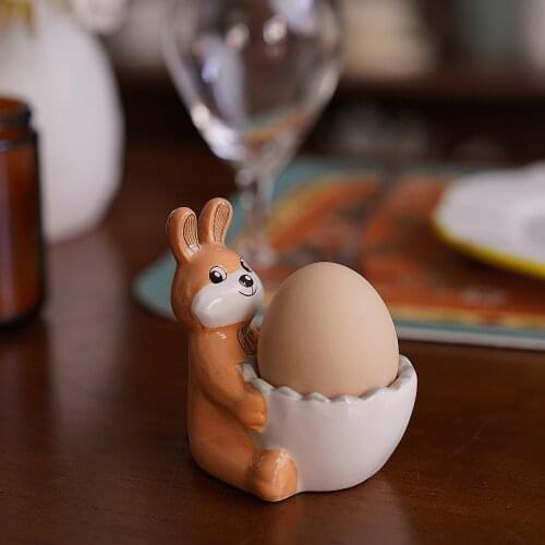American cute cartoon rabbit ceramic dining table egg tray egg cup tabletop egg rack decor kitchen tools Mother gift CL62303
