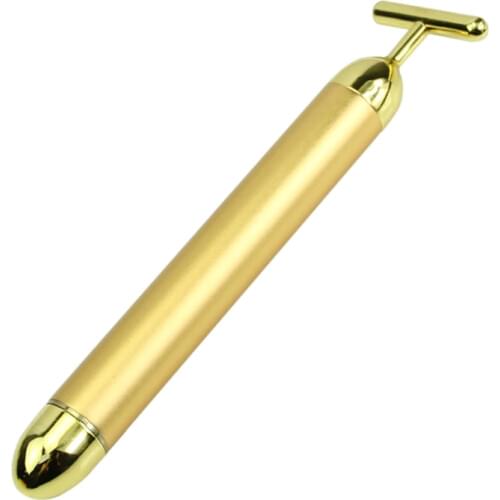 24K Golden Skin Care Anti-Aging Vibration Facial Roller Massage Pulse Beauty Bar