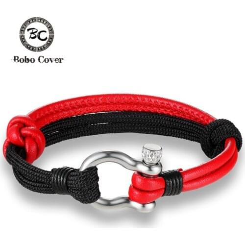 Bobo Cover New Colorful Navy Style Stainless steel Survival Bracelets Men Charm Anchor bracelets & bangle for Mens Jewelry homme