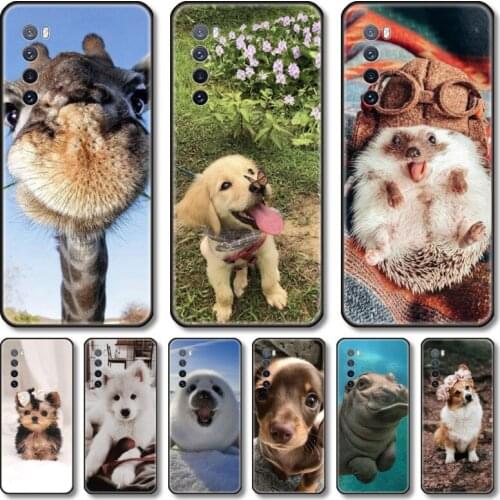 Cute animals Phone Case For Huawei Nova 2 3 4 5 6 7 8 SE i E Pro Lite black cell shell