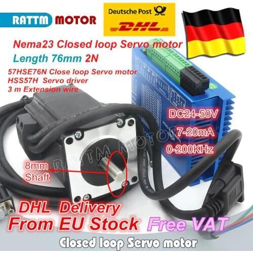 DE free VAT 1Set Nema23 Closed Loop Servo Motor 76mm 4.2A Closed Loop 2N.m & HSS57 Hybrid Step-servo Driver CNC Controller Kit