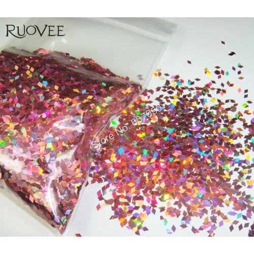 Laser Holographic Rose Pink Color 2MM Diamond rhombus Glitter Paillette Spangles Shape for DIY Nail Art Decoration