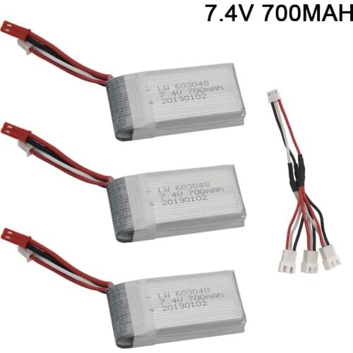 7.4V 700mAh Lipo Battery For MJX X600 RC Hexacopter Spare Parts Recharge Battery+ 3 in 1 charger cable rc Toys 7.4V Batteries