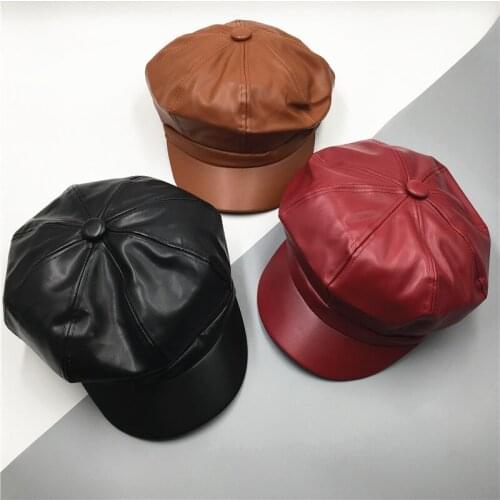 Fashion Retro Art Octagonal Hat For Women Spring Autumn Casual Solid Color British Style Berets Woman Hats Baseball Cap