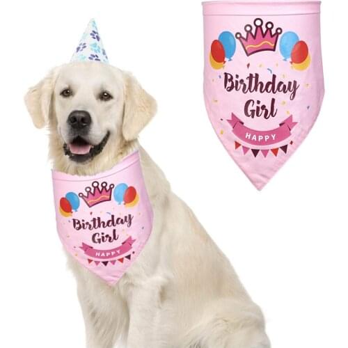 Fashion Happy Birthday Pet Triangle Towel Dog Bandana Fashion Happy Birthday Dual Layers Pet Bandana Pet Bib For Puppy