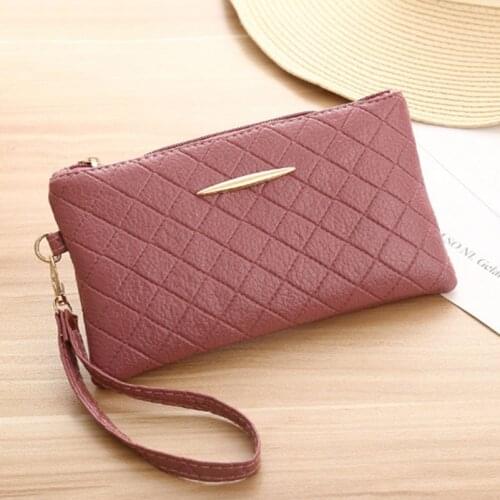 Fashion Soft PU Leather Wallet Lady Long Design Clutch Phone Zipper Women Hand Bag Small Square Womens Wallets And Purses 100g