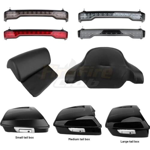 Motorcycle Chopped Tour Pack Trunk Rear Tail Box Backrest Pad Rear LED Light For Harley Touring Electra Glide Ultra 2014-2020