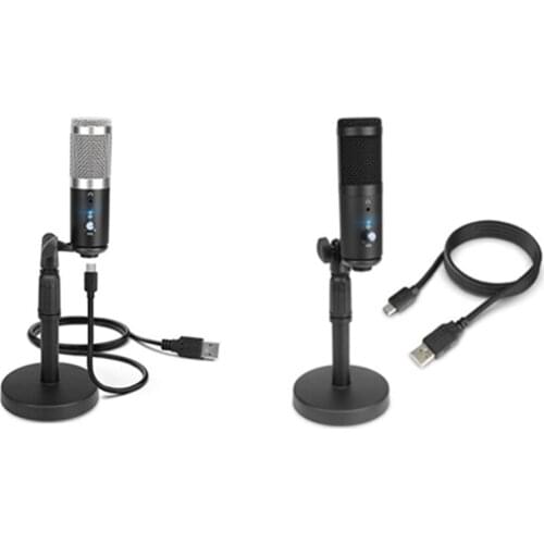 Tabletop USB Microphone Condenser Microphone, for PC Computer Laptop Gaming Karaoke Recording Studio