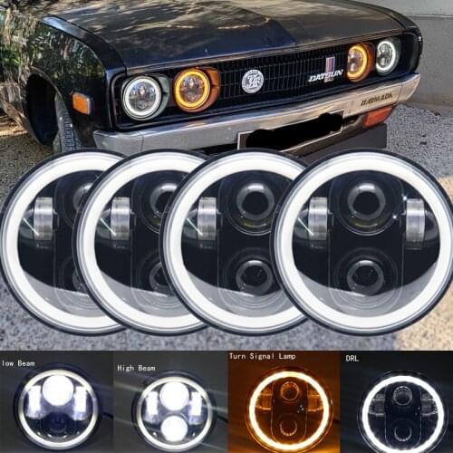 New 4pcs 5.75" inch LED Round Headlight Upgrade HI/LO Beam for Peterbilt 349 359 for yamaha grizzly Twizy Datsun 620 Jaguar