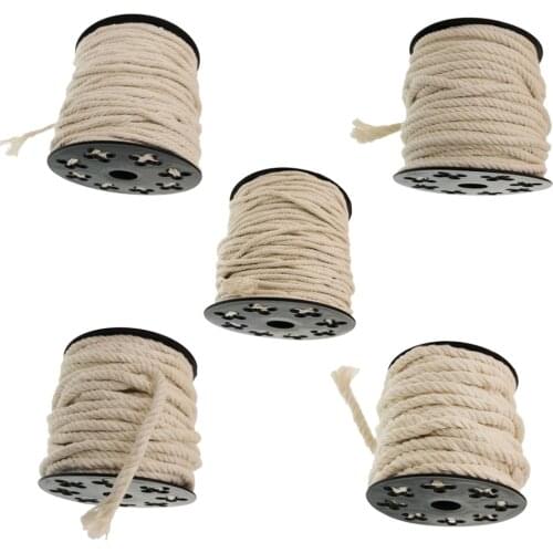 1 Pack 60/50/25/20/15m 100% Pure Cotton Rope Braided Twisted Cord Twine Sash for DIY Craft Home Wedding Party Decors Raw White