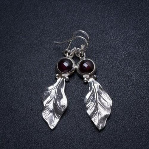 Natural Amethyst Leaf Handmade Boho 925 Sterling Silver Earrings 2" T3569