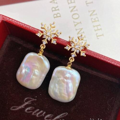 Snowflake/Flora/Circle Baroque Pearl Earrings Vintage Harry Styles Cultured Pearl Beads Earrings For Women
