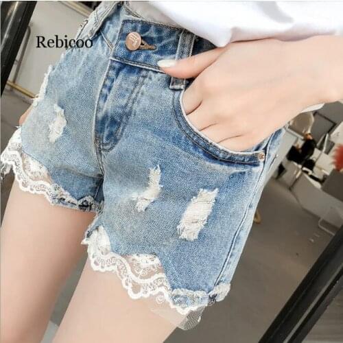 Spring Summer Fashion Streetwear Designer Style Mesh Ruffled Denim Shorts Women Jeans Plus Size 5XL