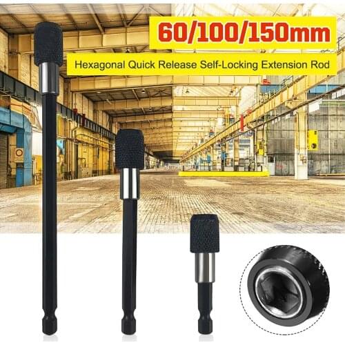 WENXING 60-150mm Hexagonal Electric Drill Extension Rods Quick Release Self-Locking Screwdriver Bit Holder