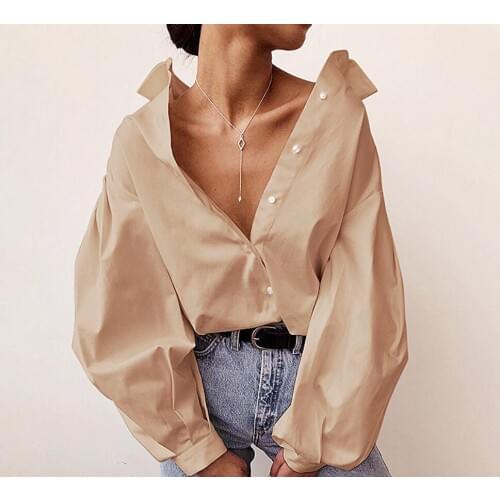 Woman England style shirt autumn long sleeve single breasted turn down collar blouse lantern sleeve loose cool tops blusas mujer