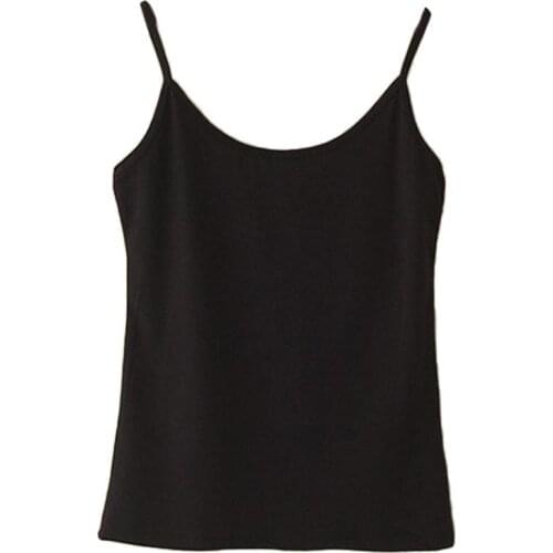 Women Solid Color Modal Sleeveless Vest Camisole Spaghetti Strap Top