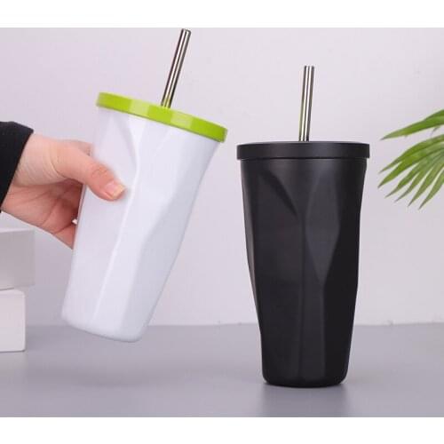 1pcs 500ml Stainless Steel Straw Cup Can Be Used for Coffee, Milk, Hot Water and Other European and American Style Vacuum Cups