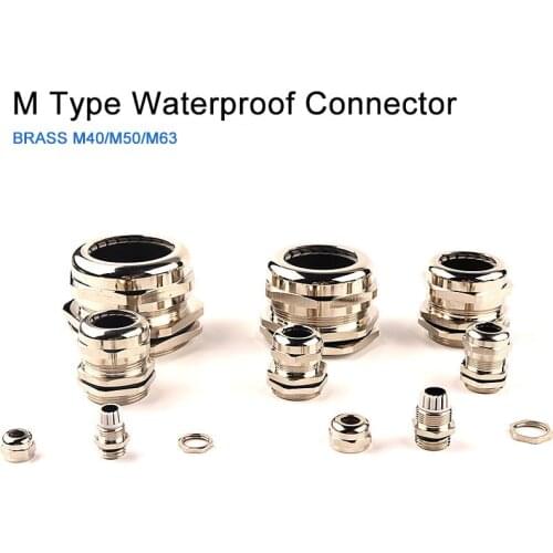 1PCS IP68 M Type Metal Copper Nickel Plating Waterproof Cable Bushings Connector M40/M50/M63 High Quality