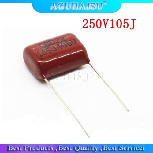10PCS 250V105J Pitch 15MM 250V 105 1uf CBB 250V105 Polypropylene film capacitor