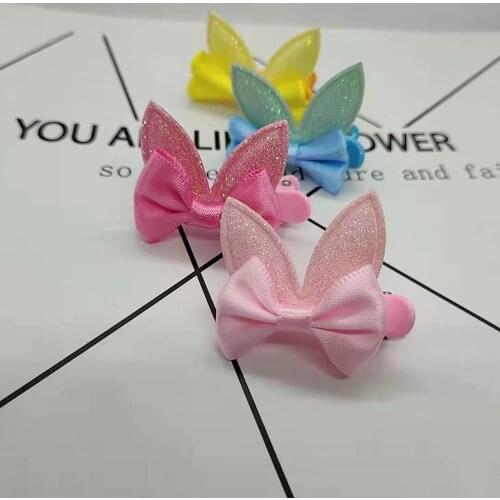 Pet Hair Clips Grooming Accessory Dog Hairpin Handmade Rabbit Ears Headwear Dog Hair Bows for Chihuahua