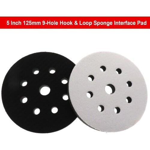 5 Inch 125mm 9-Hole Sponge Interface Pad Cushion Pad Hook & Loop Buffer Sponge for Sander Backing Pad Abrasive Tools Accessories