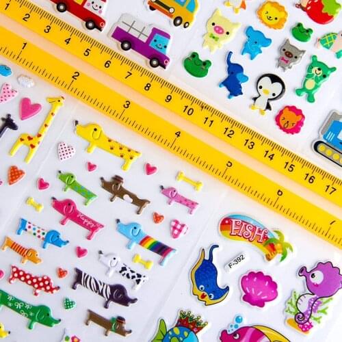58pcs Random Cartoon Stickers For Children Studies Various Kawaii Stickers With 3D Puffy Bubble Sticky Kids Gifts