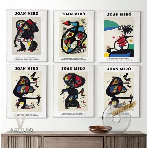 Joan Miro Abstract Illustration Retro Art Poster Gallery Exhibition Vintage Canvas Painting Wall Picture High Quality Home Decor