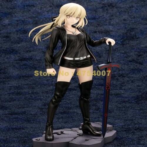 Anime fate/ stay night saber black suit sword face changeable limited version pvc action figure collection model 24cm Toy