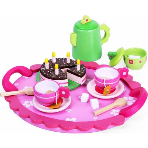 Free delivery tea set combination of wooden toys, with lovely small square table, fancy simulation play house, girls toys