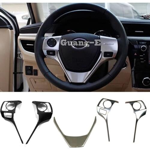 Car Stick Styling Cover ABS Chrome Steering Wheel Inner Kit Switch Trim Lamp Frame Panel For Toyota Corolla Altis 2014 2015 2016