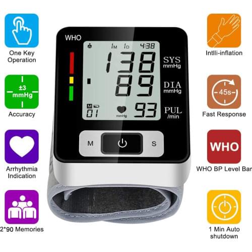 Higt quality wrist blood pressure meter health monitoring measure blood pressure device digital tonometer