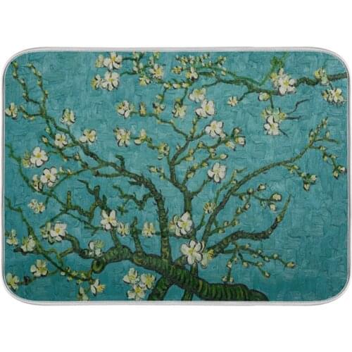 Blossom Tree Van Gogh Art Oil Painting Dish Drying Mat Placemat Water Absorbed Anti-slip Heat Resistant Mat Kitchen Accessories