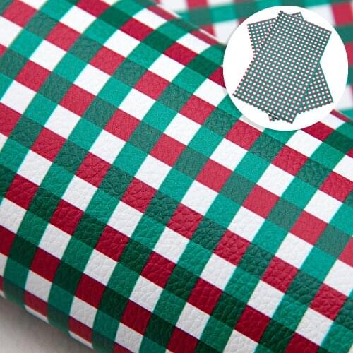 David accessories20*33cm litchi Plaid Printed Faux Leather Fabric DIY Synthetic Leather Crafts Handmade Materials,1Yc9856
