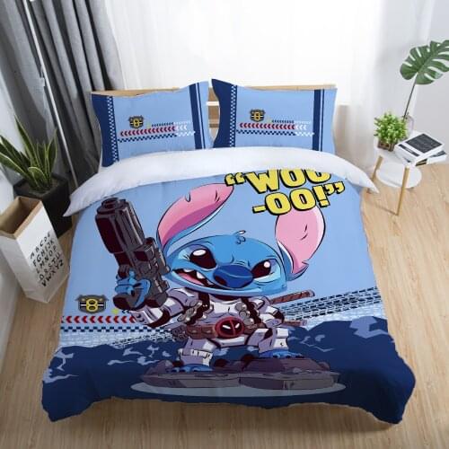 Disney Lilo & Stitch Cute Cartoon Pattern Bedding Set Duvet Cover Pillow Case Twin Full Queen King Size Give kids Birthday Gift