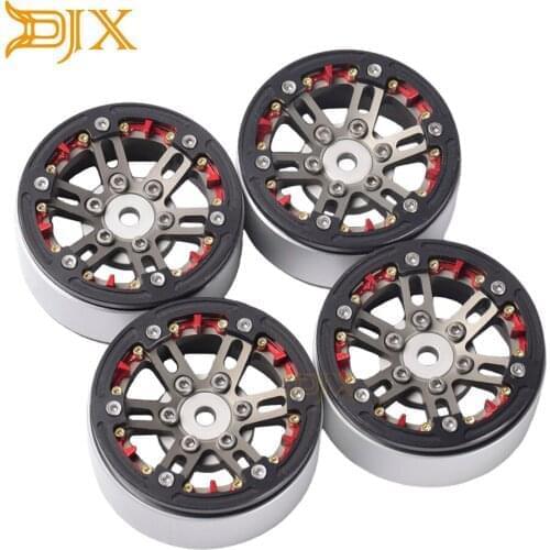 DJX 4PCS CNC 1.9'' Aluminum Beadlock Wheel Rims for 1/10 RC Crawler Car Traxxax TRX4