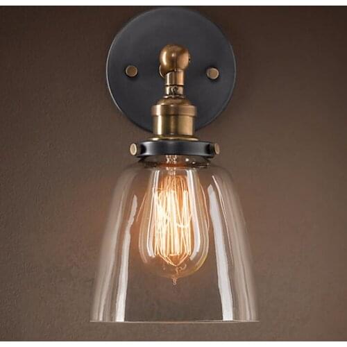 E27 Industrial Retro Glass Loft Wall Light Vintage Indoor Lighting Wall Lamp Bedside Bedroom Kitchen Restaurant Wall Sconce