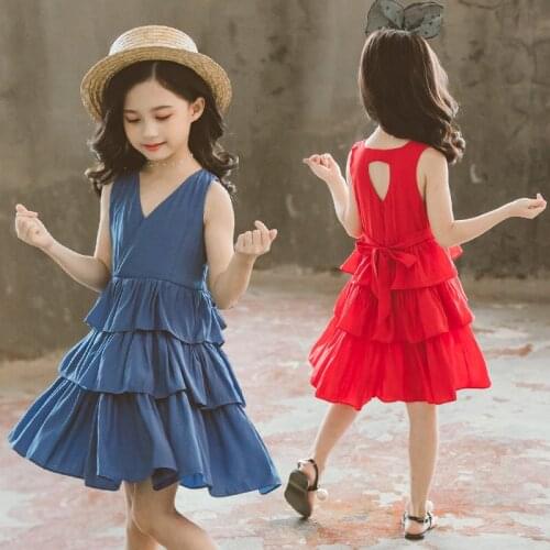 Elegant Dresses for Girls Dresses New Summer Kids Princess Dress V-neck Ball Gown Clothes Backless Toddler Girl Children Costume