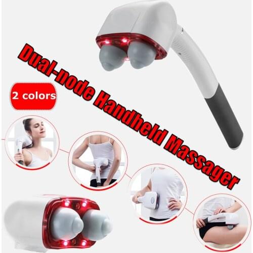 Electric Handheld Massager Two Head Machine Full Body Neck Vertebra Back Muscle Relax Vibrating Deep Tissue Massage Health Care