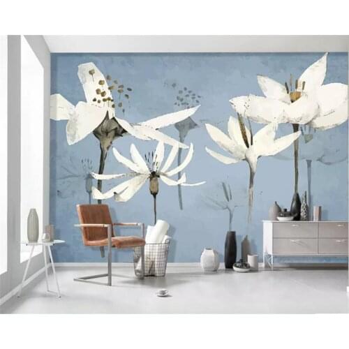 Beibehang Custom wallpaper 3d photo mural hand-painted fresh retro floral garden living room TV background wall paper 3d murals
