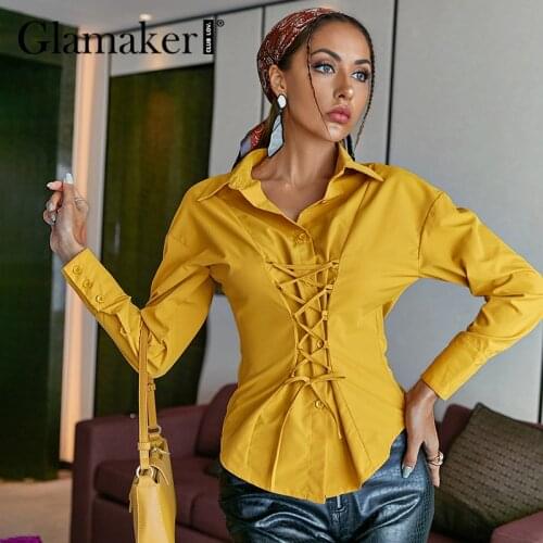 Желтые блузки Glamaker China At AliExpress