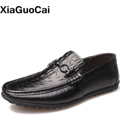 Genuine Leather Mens Loafers Gommino 2020 Luxury British Male Flats Doug Shoes Driving Footwear Breathable Slip-On Moccasins